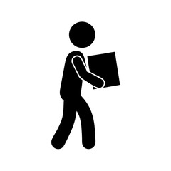 Vector silhouette icon of a person carrying an object