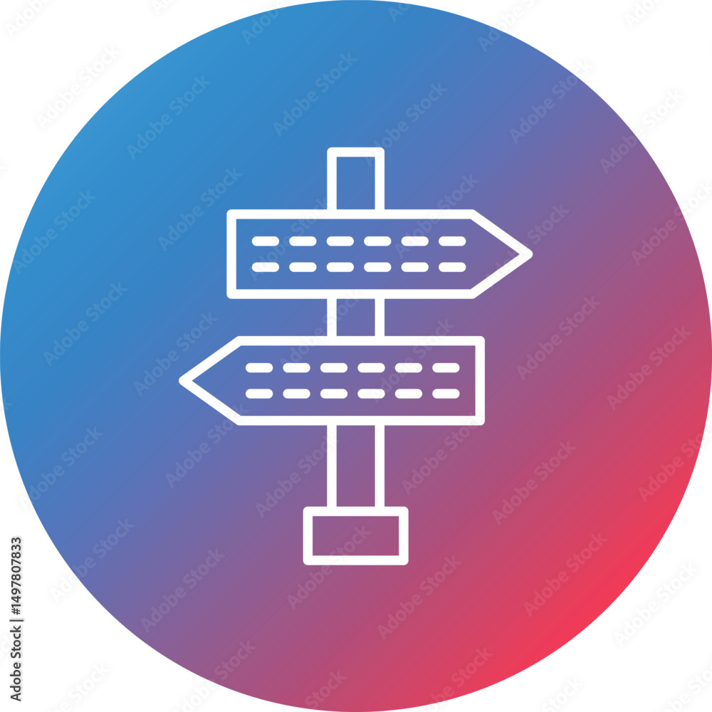 Poster direction line gradient circle background icon