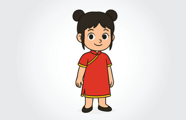 Chinese Girl Cartoon Template
