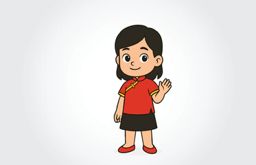Chinese Girl Cartoon Character Template
