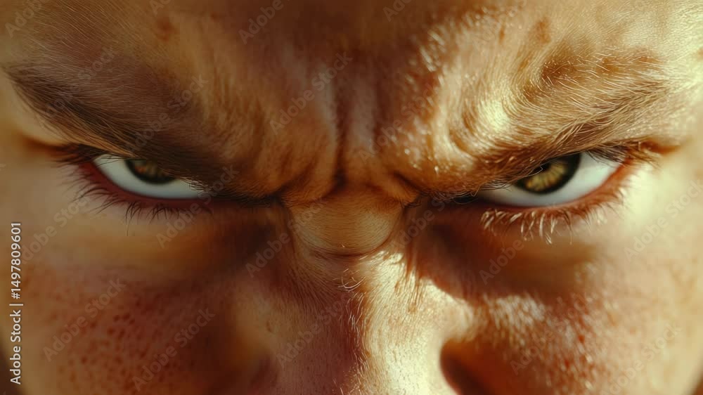 Poster a close-up shot of a man's face with his eyes wide open, ideal for use in expressions of surprise or
