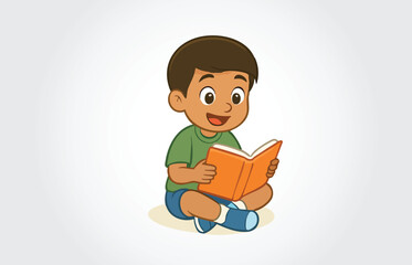 Boy Learning Drawing Cartoon Character Template
