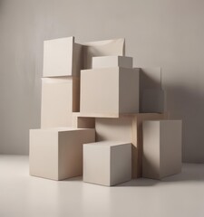 Fototapeta premium Overlapping square shapes, muted tone palette, calm, pastel, clean