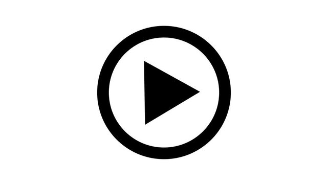 White Play button icon on transparent background. Video player sign. Circle start arrow symbol in vector flat.