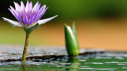Lily Pad Bloom: A Surreal, Dew-Kissed Reflection of Nature's Beauty