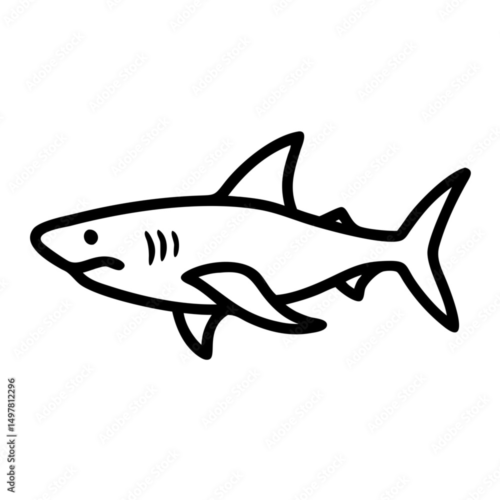 Poster simple vector linear icon of a reef shark