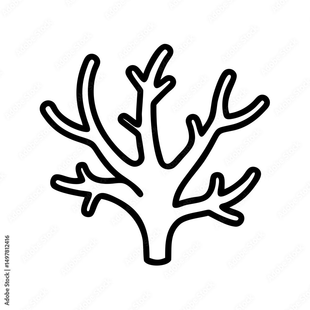 Poster staghorn coral icon in simple vector linear style