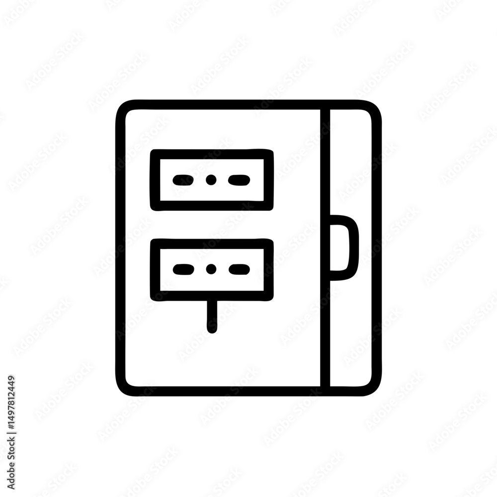 Poster wall-mounted switchboard with two switches in a simple line design