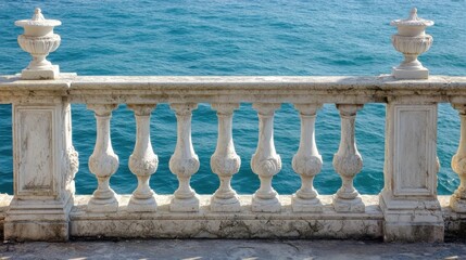 Fototapeta premium Coastal stone balustrade overlooking the sea.