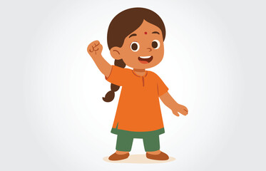 Happy Indian Girl Cartoon Character Template
