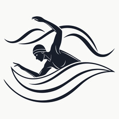 Swimmer silhouette abstract aquatic sport competition