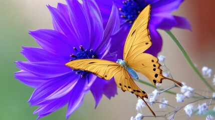 Butterfly Majesty: Delicate Wings Graceful Bluebell Bloom