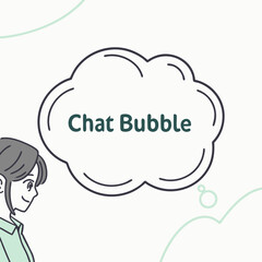 Woman thinking chat bubble communication concept illustration