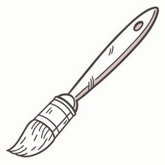 Hand-drawn illustration of a paintbrush angled left