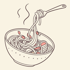 Delicious noodles served in a bowl with a fork