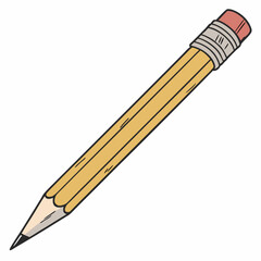 Yellow pencil with eraser cartoon illustration back to school supplies