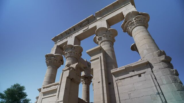 View of Philae Temple on a sunny day, Philae Temple, Aswan, Egypt, Africa