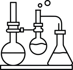 Laboratory Equipment Line Art: A minimalist line art illustration showcasing laboratory equipment.