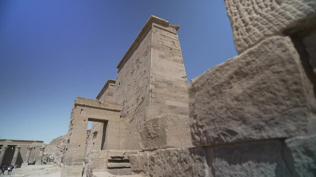 View of Philae Temple on a sunny day, Philae Temple, Aswan, Egypt, Africa