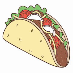 Delicious taco with ground beef lettuce tomato cheese