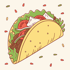 Delicious taco with meat lettuce tomato and cheese