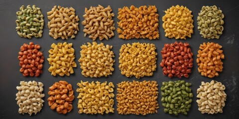 Colorful pasta assortment, Italian-themed collage ,  texture,  italian food,  penne