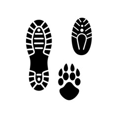 creative details Outline silhouette track footprints human shoes shoe sole funny feet footsteps paws people silhouette icon vector illustration