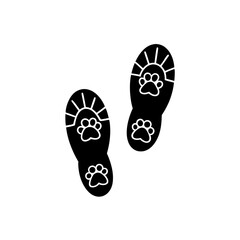 creative details Outline silhouette track footprints human shoes shoe sole funny feet footsteps paws people silhouette icon vector illustration