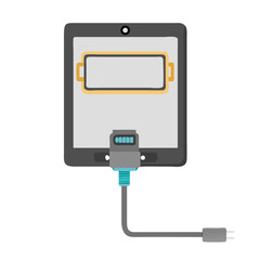 Tablet charging illustration clean cutout isolated transparent background