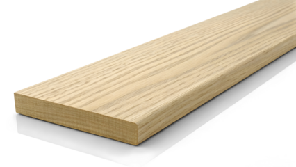 A rectangular piece of light beige wood, positioned horizontally across the image's center isolated on white or transparent background