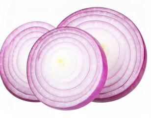 Red onion long slices isolated on transparent background
