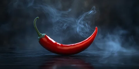 Plexiglas schilderij Hete pepers Smoky Red Hot Chili Pepper: A Culinary Inferno  © mankjon