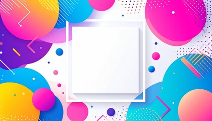 Vibrant Geometric Abstract with Blank White Square Frame