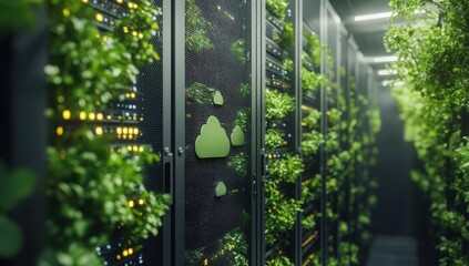 Sustainable server room with lush greenery (1)
