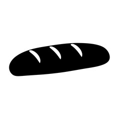 Stylized Black Silhouette of a Loaf of Bread on a White Background
