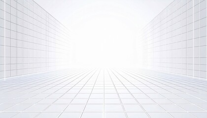 White Grid Hallway to Bright Light