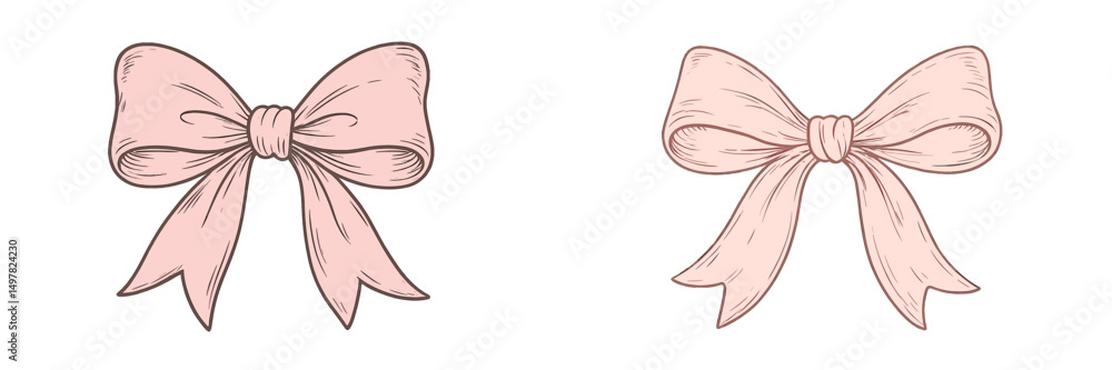 Poster pink decorative bows designed for gift wrapping and crafts showcasing delicate details and soft text