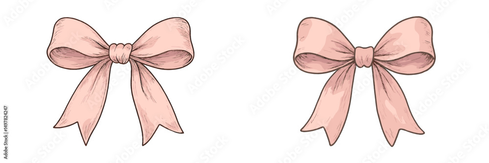 Poster Bows in soft pink color with distinct styles displayed on a simple background