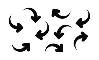 "Circular arrow icons set. Black vector arrows for loading, rotation, redo and UI design."