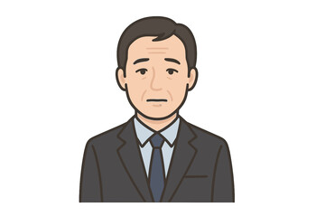 Professional man in a suit standing confidently against a plain background with a serious expression