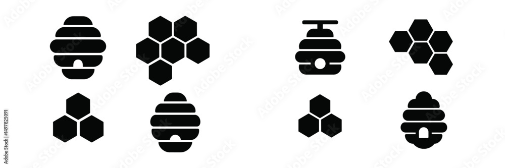 Aufkleber creative black and white bee hive and honeycomb vector designs for branding and artistic projects