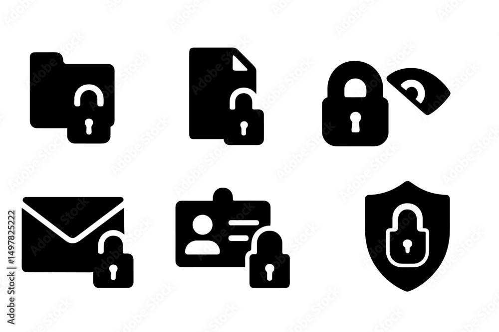 Aufkleber icons representing data security and privacy concepts in a modern digital environment