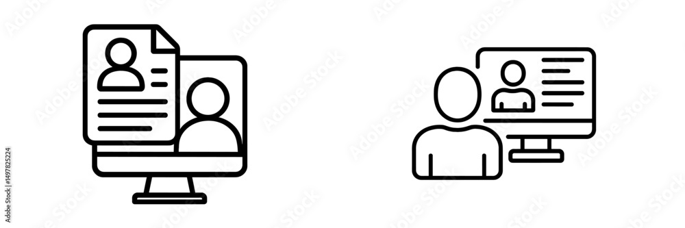 Poster illustrating user profiles and digital interaction in a modern workspace context for virtual engagem