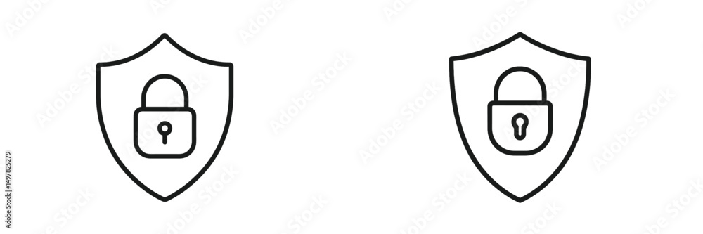 Fototapete two shield icons featuring padlocks representing security and protection symbols in a minimalistic d