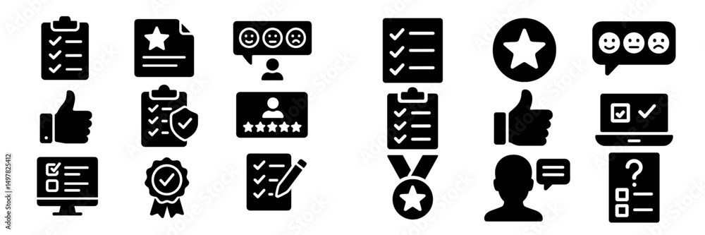 Aufkleber collection of checkmark icons depicting tasks, approvals, and feedback in various formats