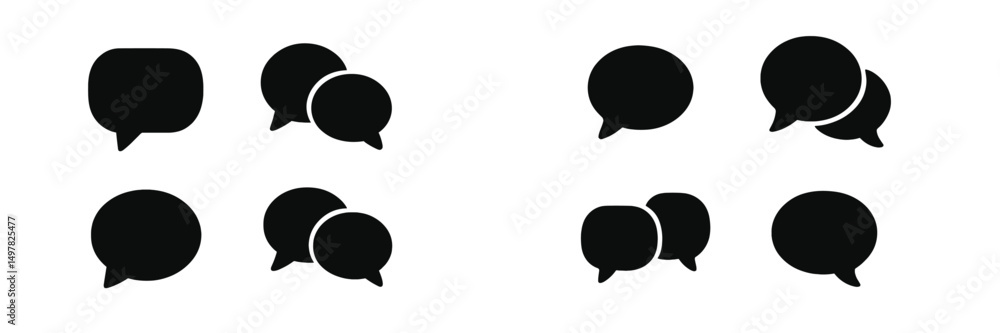 Poster various speech bubble icons representing communication and conversation in digital design