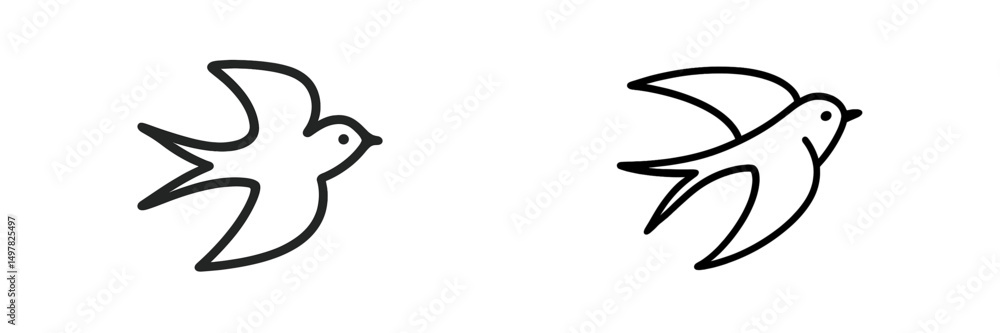 Poster simple bird illustrations depicting flight in a minimalistic style featuring two variations on a whi