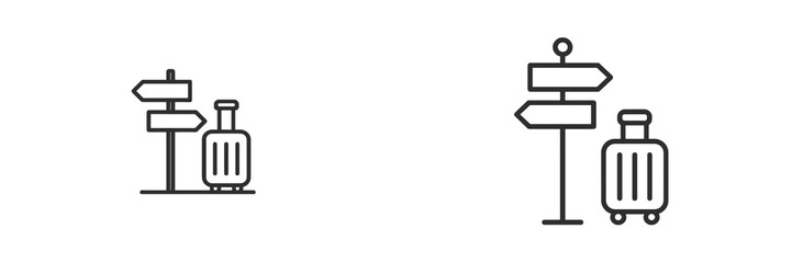 Obraz premium Travel symbols depicting luggage and directional signs in a minimalist style