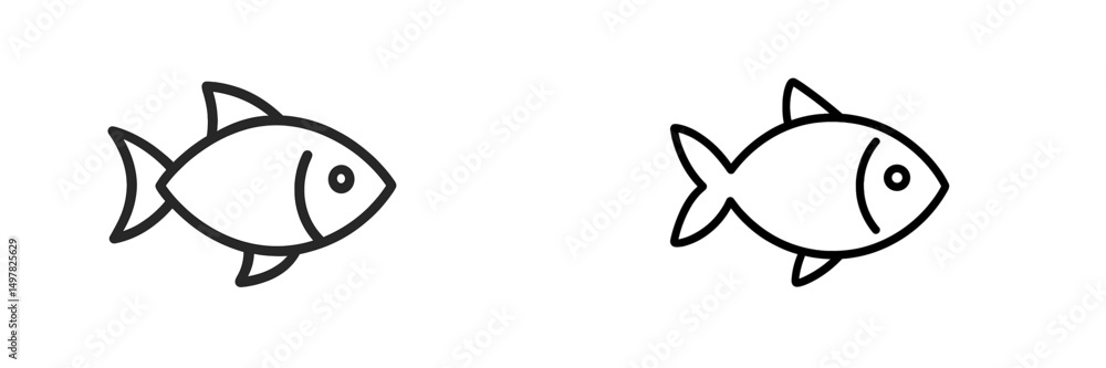 Aufkleber fish illustrations in minimalist design showcasing playful aquatic life and simple forms in black an