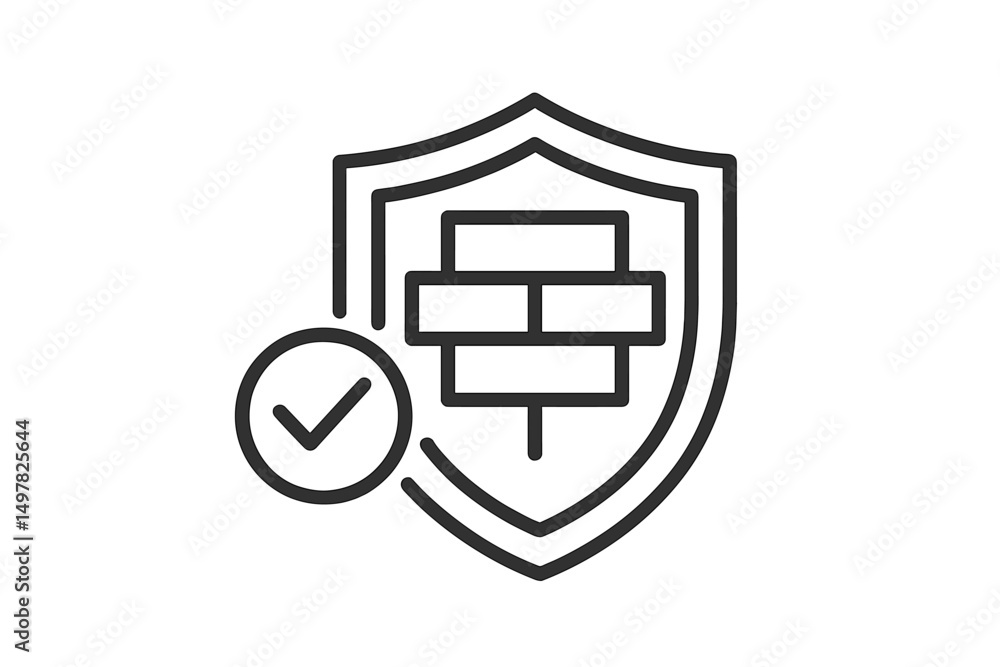 Poster digital security icon representing protection and verification for online systems and data integrity